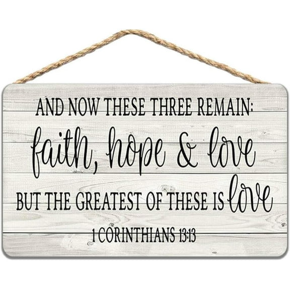 Rustic Wooden Signs and Now These Three Remain Faith Hope Love But The Greatest of These is Love Sign Wall Art Decor Kitchen Cafe Pub Decor Gift 8x12 INCH