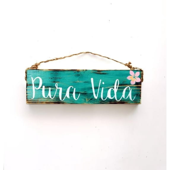 Rustic Wooden Signs Pura Vida Costa Rica Gift Dorm Room Decor Pura Vida Sign Travel sign Sea Gypsy California Wholesale Beach Signs Wall Art Decor Kitchen Cafe Pub Decor Gift 6x12 INCH