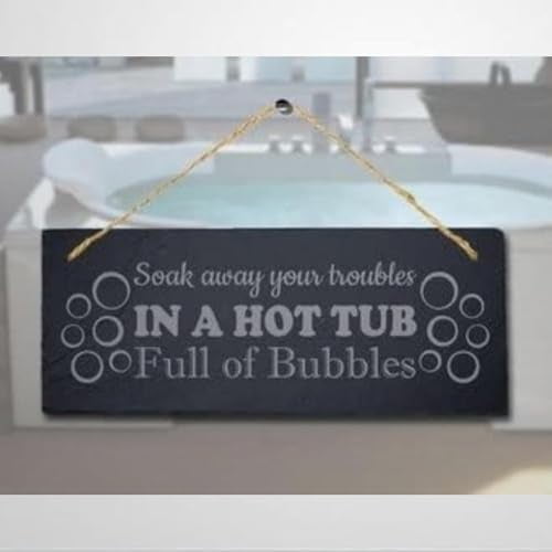 Rustic Wooden Signs Soak Away Your Troubles Hot Tub Inspired Quote Wooden Hanging Sign Wall Art Decor Kitchen Cafe Pub Decor Gift 8x12 INCH