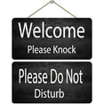 thumbnail image 1 of Rustic Wooden Signs Welcome Please Knock Please Do Not Disturb Wooden Sign Wall Art Decor Kitchen Cafe Pub Decor Gift 6x12 INCH 2 Pack, 1 of 4