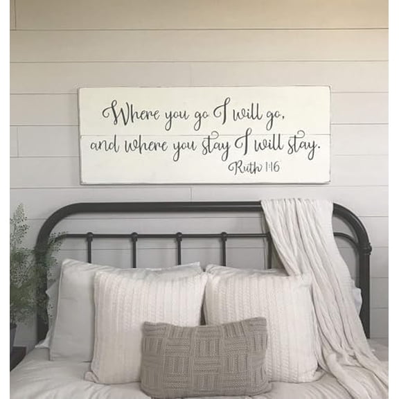 Rustic Wooden Signs Where You Go I Will Go Bedroom Sign Master Bedroom Quote Decorative Sign Wall Art Decor Kitchen Cafe Pub Decor Gift 8x12 INCH