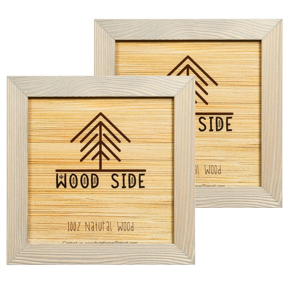 Rustic Wooden Square Picture Frames 8x8 - Set of 2 - 100% Natural Solid Eco Wood with Real Glass for Wall Mounting and Tabletop Photo Frame - Brown Grey