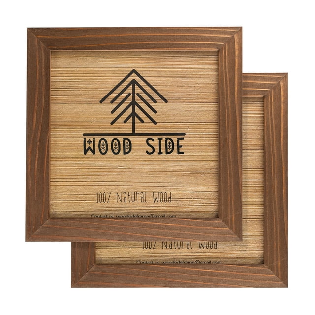 Rustic Wooden Square Picture Frames 8x8 Set of 2 100 Natural Solid