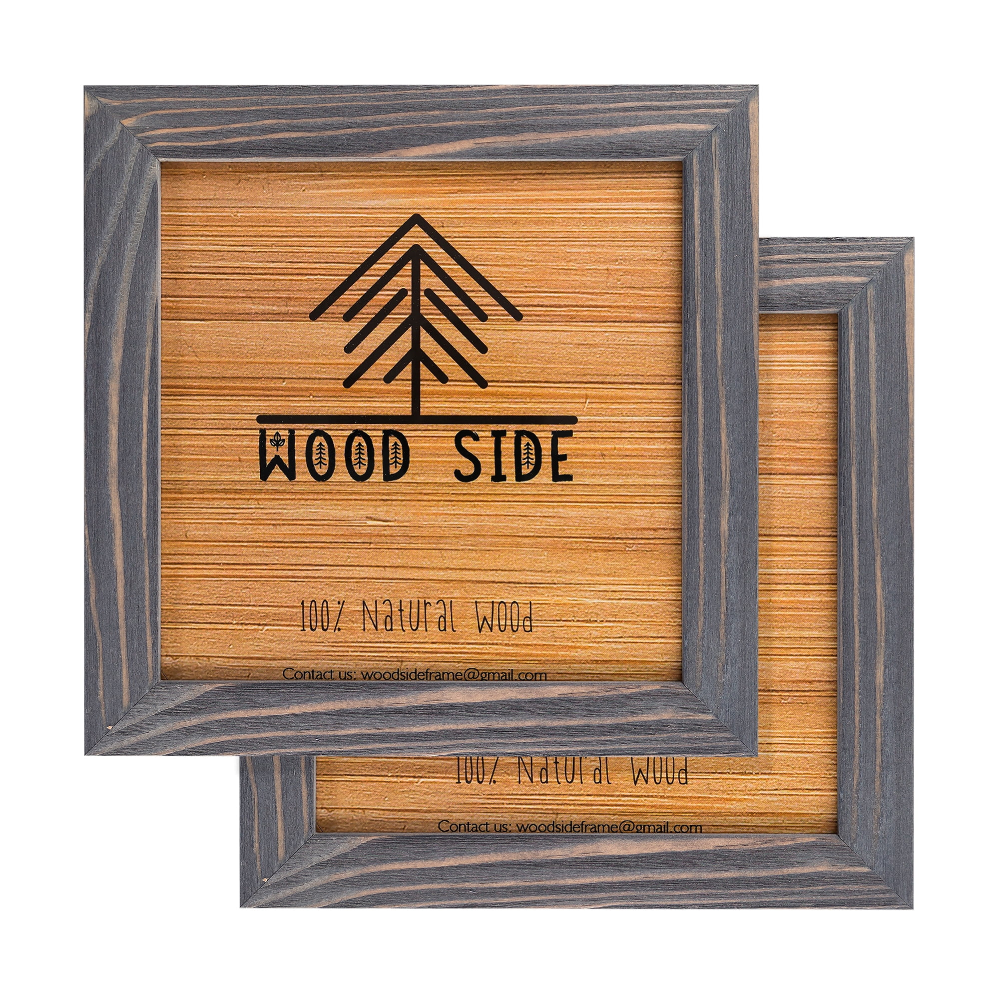 Rustic Gray Square Wood Picture Frames with Glass, 8x8, Set of 2