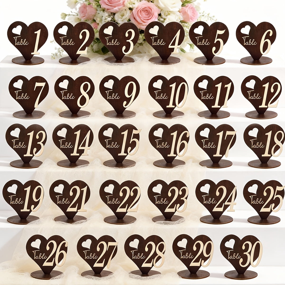 Rustic Wooden Table Number Signs Set - 6 to 30 for Events - Walmart.com