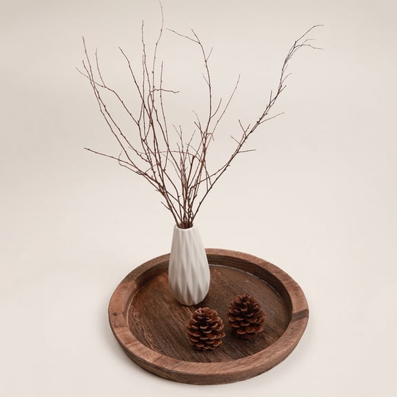 Rustic Wooden Tray Candle Holder - Small Decorative Plate Pillar Candle Tray Wood for Farmhouse Kitchen Countertop Coffee Table Organizer Home Decor Wedding Centerpiece