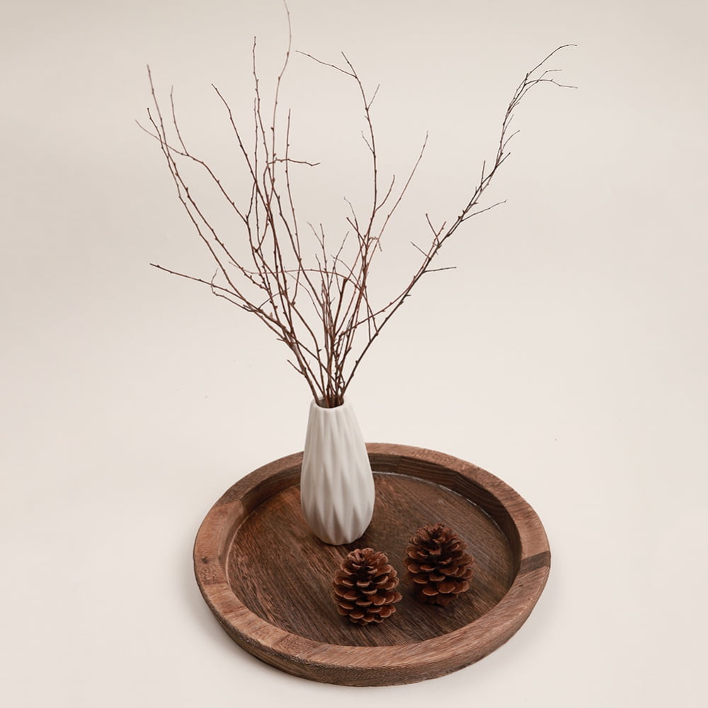 Rustic Wooden Tray Candle Holder Small Decorative Plate Pillar Candle