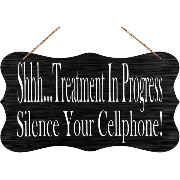 Rustic Wooden Treatment Reminder Sign, Silence Quote Plaque,12 x 8 Inch, Wall Decor for Kitchen, Cafe, Office and Home