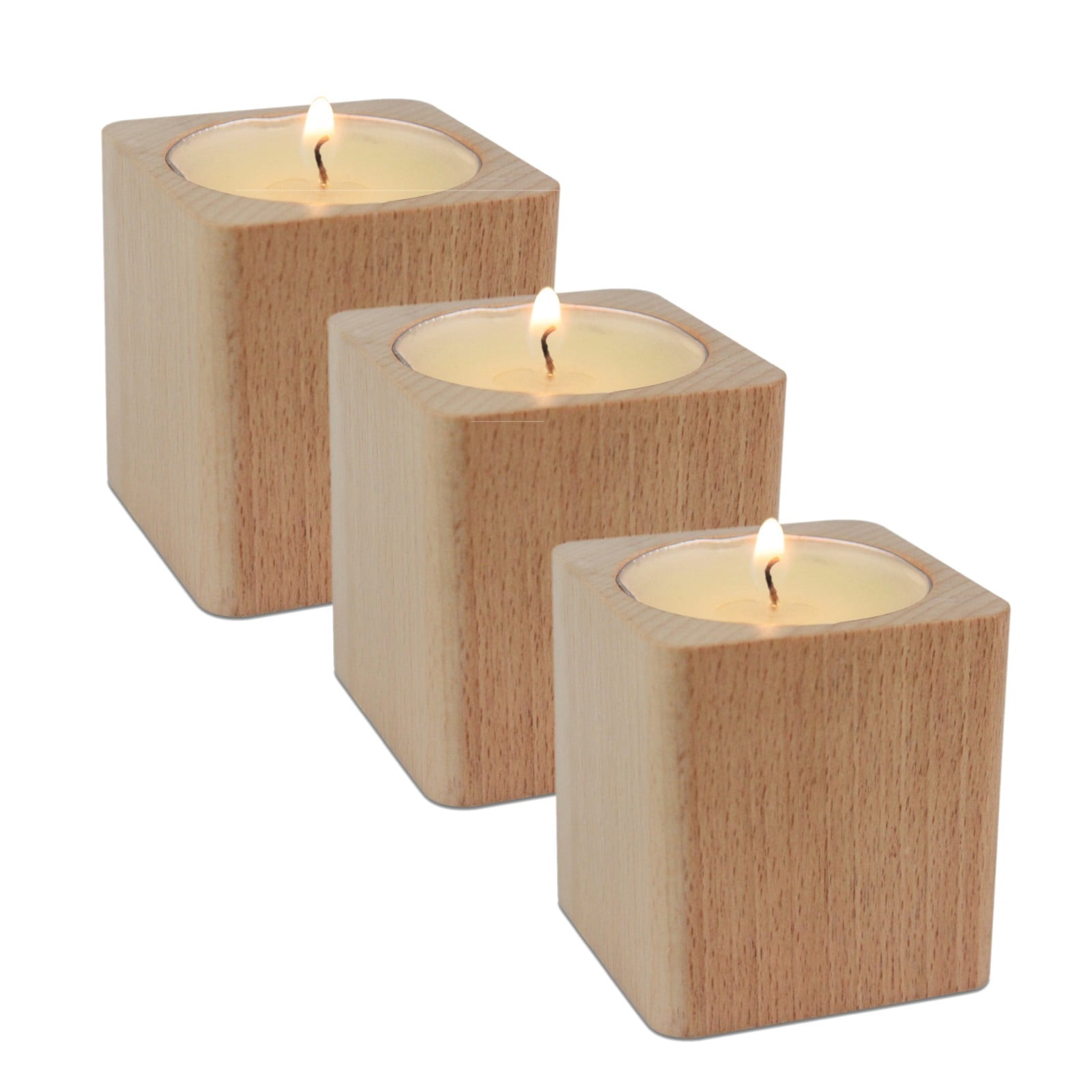 Rustic Wooden Votive Candle Holders - Wood Tealight Candle Holder