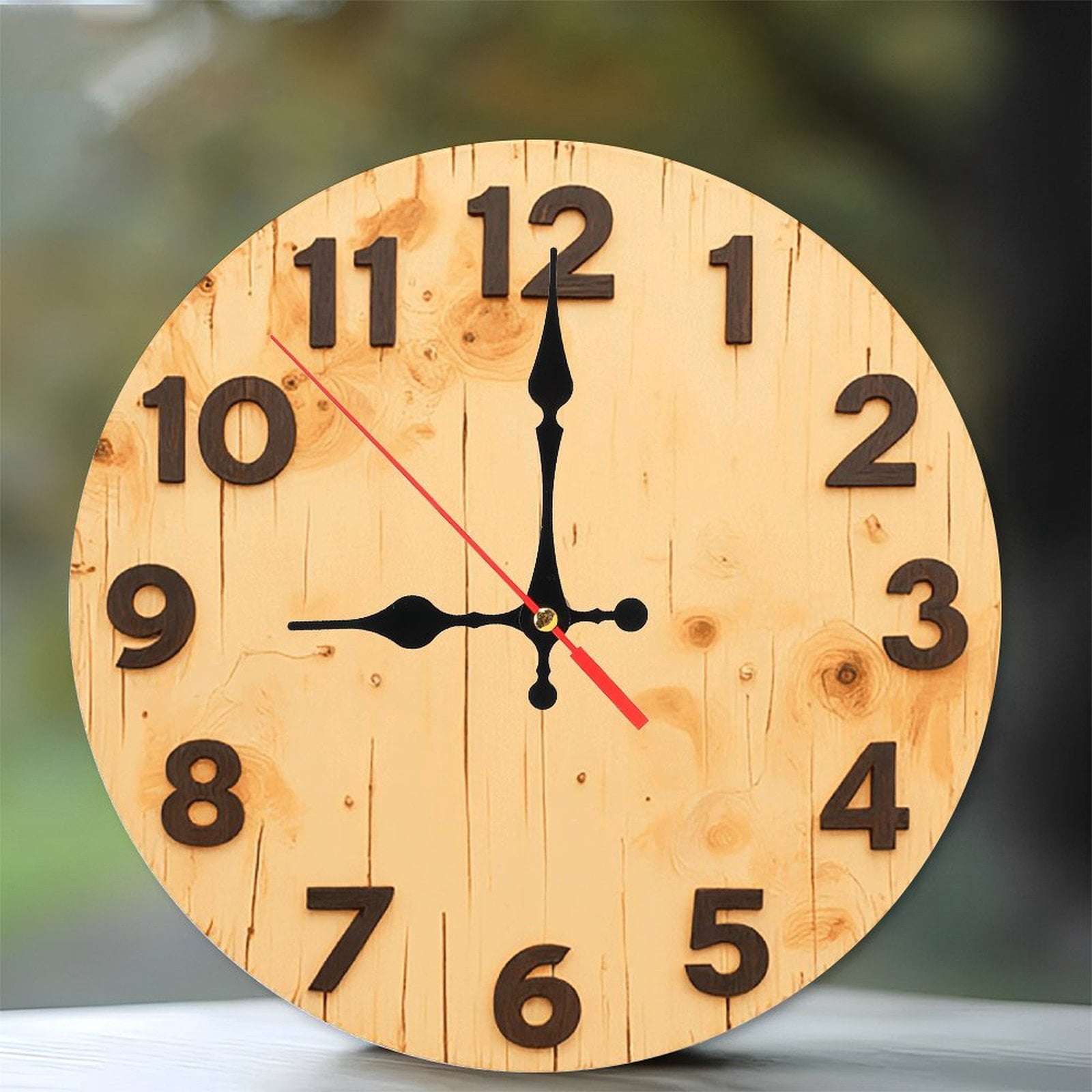 Rustic Wooden Wall Clock Farmhouse Home Decor 10-Inch Silent Wooden ...