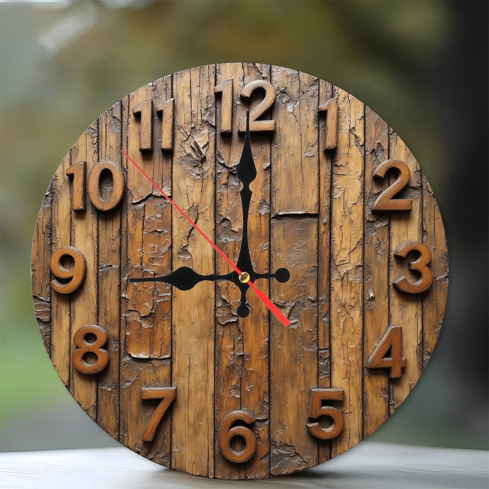 Rustic Wooden Wall Clock Vintage Home Decor 10-Inch Silent Wooden Wall ...