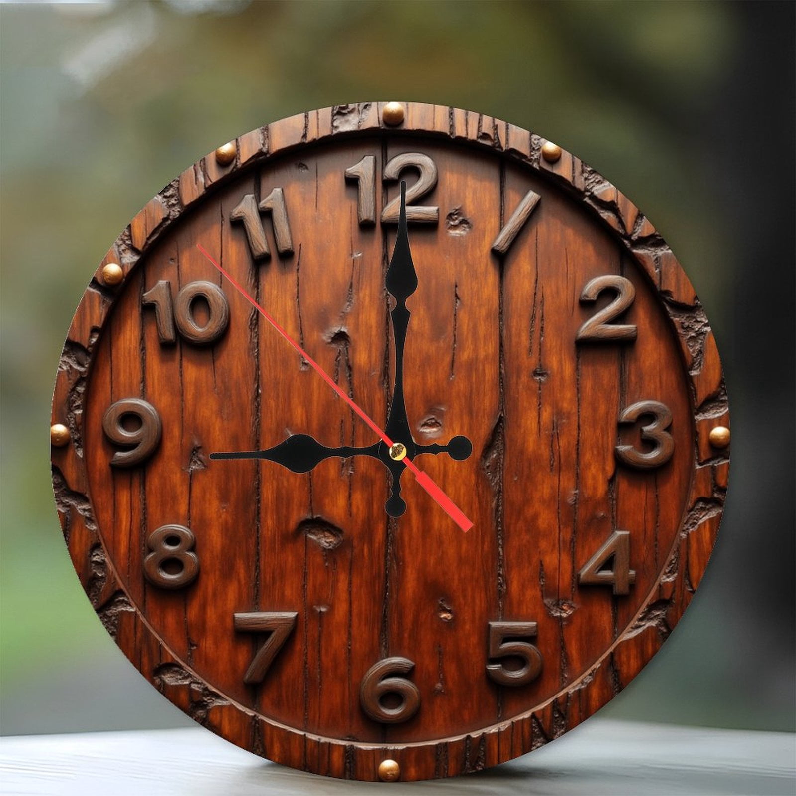 Rustic Wooden Wall Clock Vintage Home Decor Large Round 10-Inch Silent ...