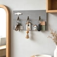 thumbnail image 1 of Rustic Wooden Wall Mounted Coat Rack, Cute House Pattern Sturdy 3 Hooks No Drill Smooth Hook Edges, Entryway Organizer Holders Rack Decor for Key Home Porch Store Apartment Dorm Office Daily Hosting, 1 of 6