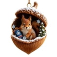 thumbnail image 1 of Rustic Woodland Christmas Ornament, 3.15 Inch Resin Acorn Shell Animal Ornament, Hanging Decor for Tree Mantel Wreath Thanksgiving Centerpiece, Squirrel with Winter Sock, 1 of 7