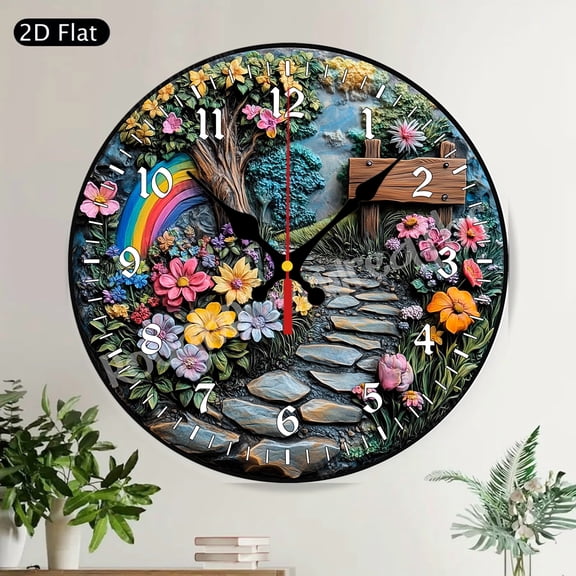 Rustic Woodland Fox Birch Tree Silent Round Wall Clock
