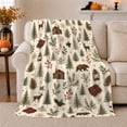 thumbnail image 1 of Rustic Woodland Nature Print, Festive Holiday Scene, Warm Flannel Blanket for Cabin and Lodge with Detailed Artwork, Art Lovers Housewarming Gift, Artistic Home Decor, 1 of 9