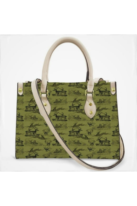 Rustic Woodsy Vintage Deer Outdoors Nature Theme Pattern Cross Body Bags For Women Small Leather Female Handbags Fashion Top-Handle Totes