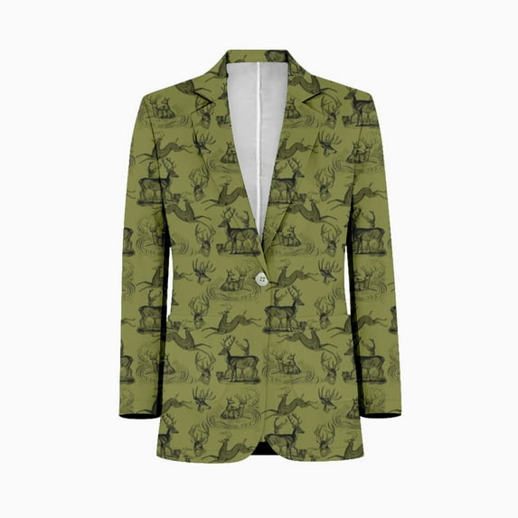 Rustic Woodsy Vintage Deer Outdoors Nature Theme Pattern Customized Men's Suits full man Shawl Collar Gentleman Suits for Wedding Business