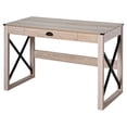 thumbnail image 1 of HOMCOM 44" Rustic Computer Desk - Natural Wood & Steel Writing Table w/ Drawer, for Home Office, Bedroom. 110lb Capacity, X-Frame Design., 1 of 5