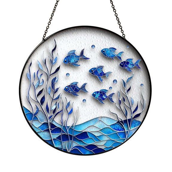 Rustic Yellow Tang Fish Suncatcher Window Panel Hanging Present Art