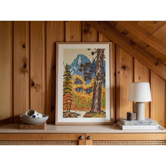 Rustic Yosemite Print Retro Half Dome Poster Outdoors Wall Art, Unframed Paper Poster 8x10in