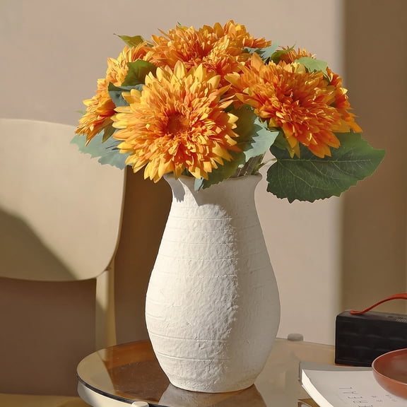 Rustic Zen Style Ceramic Vase | 9-inch Tall Textured Decorative Vase for Home Decor, Living Room, Entryway | Handmade with a Simple Surface, 4-inch Opening Diameter