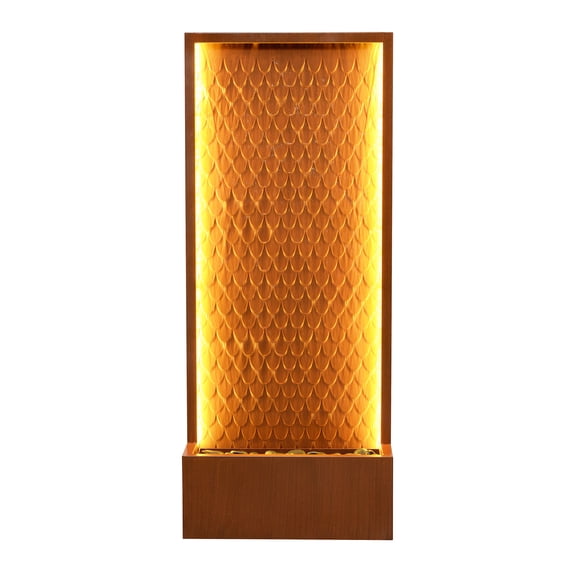 Rustic Zinc Metal Waterfall Fountain with LED Lighting - Outdoors