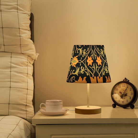 Rustic and Vintage Pattern LED Desk Lamp Table Lamp USB Bedside Nightstand Small Lamp for Bedroom Living Room Kids Room