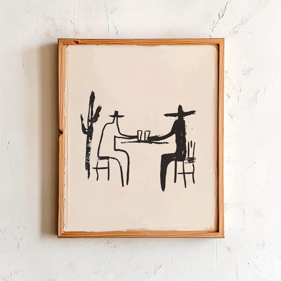 Rustic cowboy saloon scene Minimalist Poster Wall Art Decor 16x24 UNFRAMED
