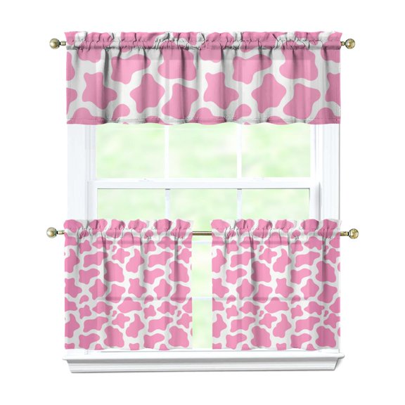 Rustic farmhouse kitchen curtains set - Cow cows black and white classic vintage country style cartoon cute pattern print design texture animal abstract country-themed art minimalist nature floral art