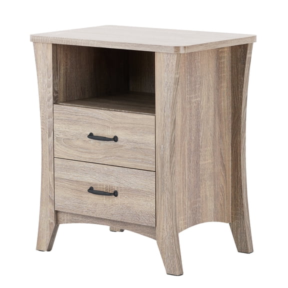 Rustic style bedroom nightstand / Store items safely / Smooth metal drawer glides