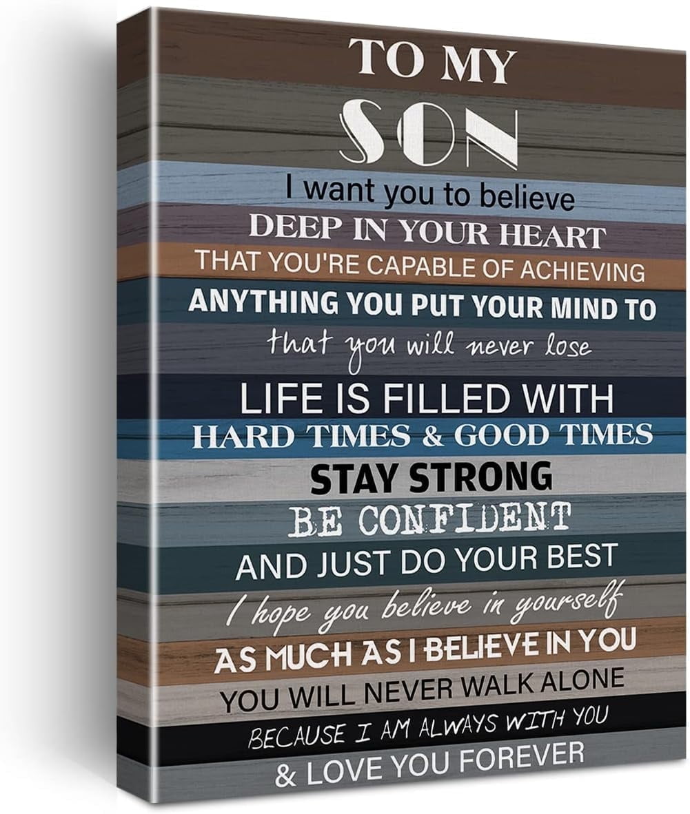Rustic to My Son Love You Forever Quote Canvas Wall Art Positive Son ...