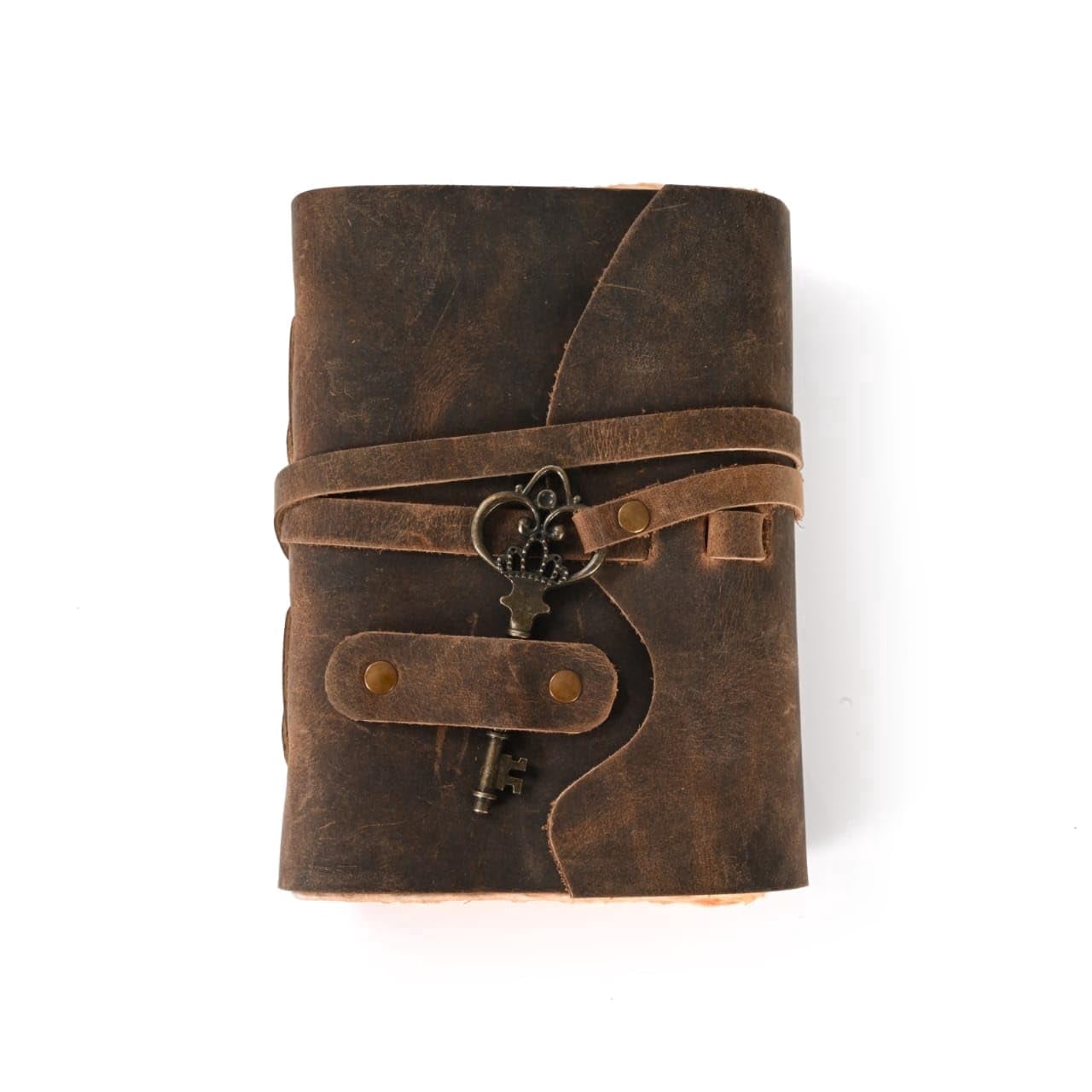 RusticVintage Genuine Buffalo Leather Journal Travel Diary Handmade Vintage Bound Notebook for Men & Women Antique Key Quality Unlined Antique White Paper Perfect for Notes, Art Sketchbook 6x4 Inches