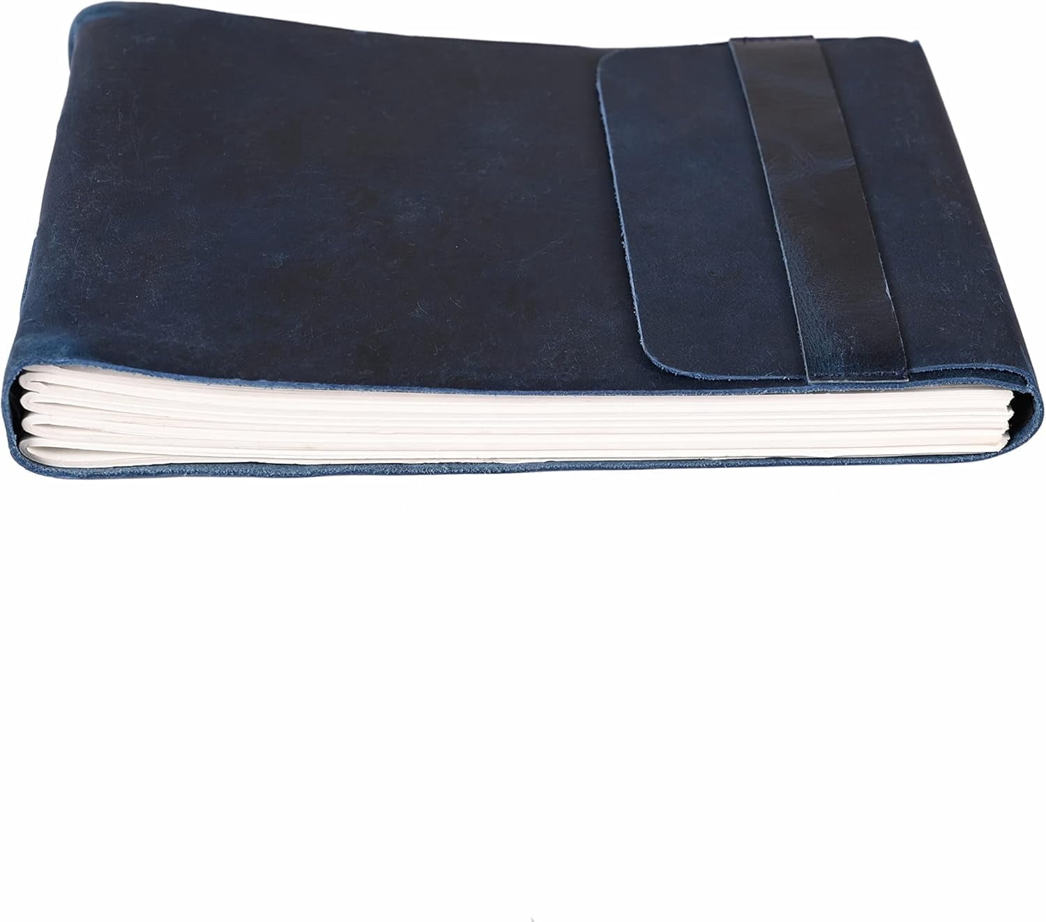 RusticVintage Leather Drawing Journal Daily Travel Diary, Antique Handmade Vintage Bound Rustic Writing Notebook, Genuine Leather- Quality Unlined/Blank Cream Paper, Art Sketchbook, 7x10 Inches-Blue