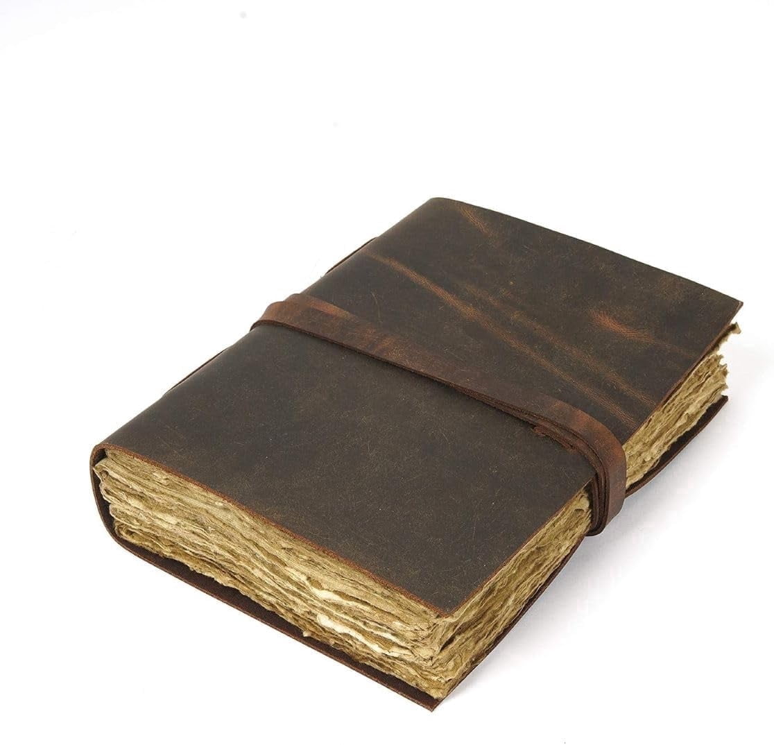 RusticVintage Leather Journal Travel Diary, Handmade Vintage Bound Notebook For Men & Women, Antique Finish, Genuine Buffalo Leather- Quality Unlined Paper Notes, Art Sketchbook, 7X5 Inches, Brown