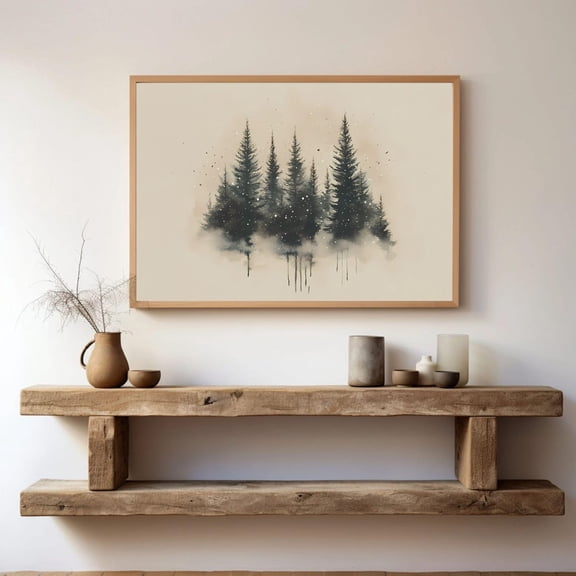 RusticWinter Pine Tree Forest Print, Pine Trees , Neutral Winter Wall Art Printable, Sage Green Print, Winter Wall Decor, Size 8x12 UNFFRAMED F03.1.5l1506