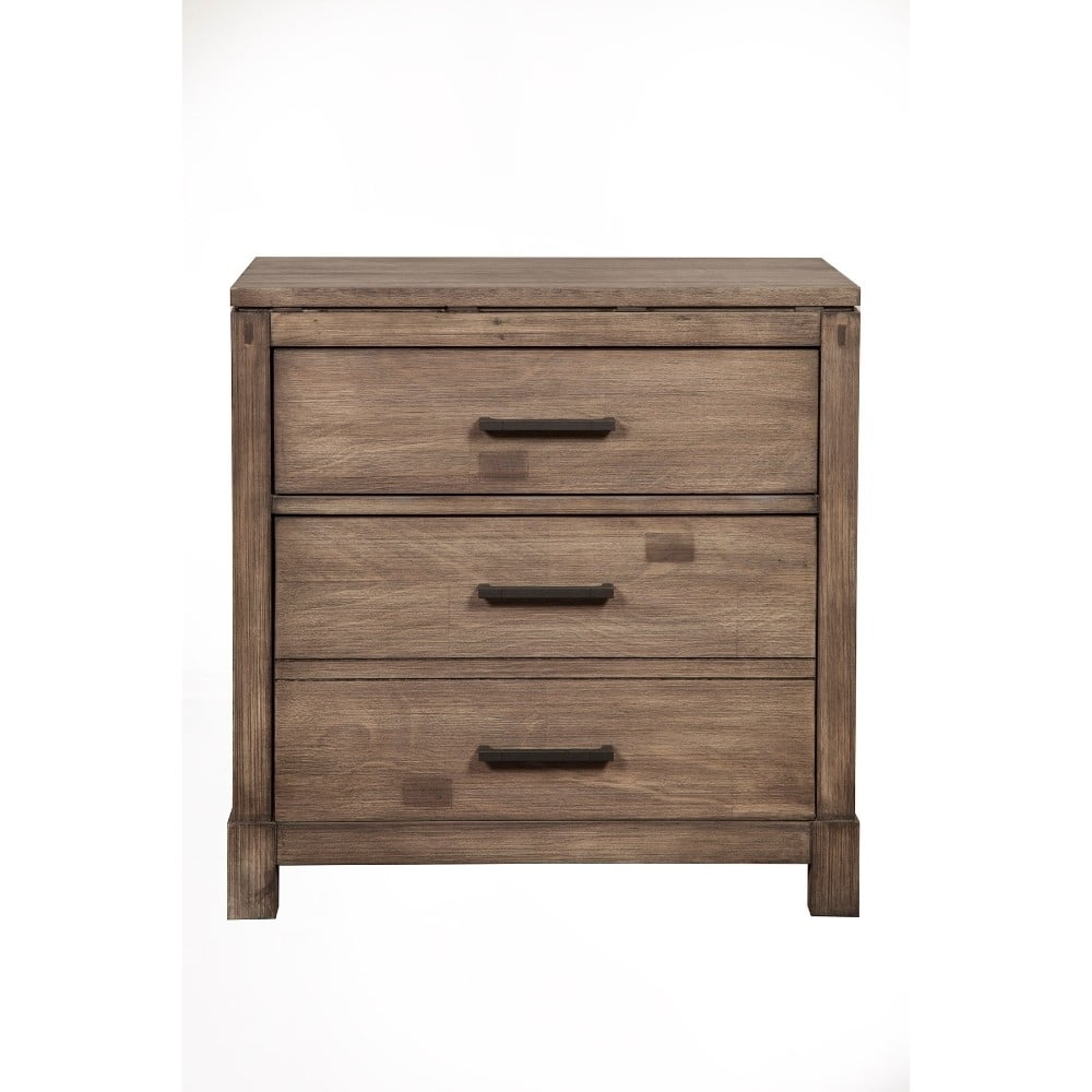 Sydney Transitional 2-Drawer Nightstand in Gray/Brown Mahogany