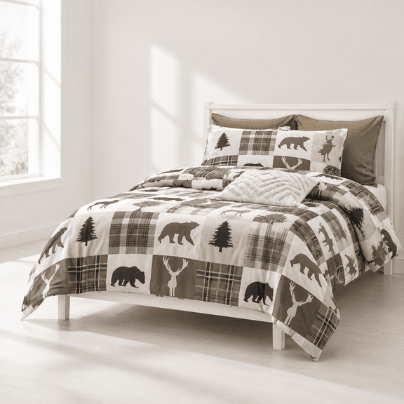 - Rusticforter Set Cabinmas Lodge Western Country Bear Deer Moose Woodland Rv Outdoor Theme Soft Lightweight Bedding 3 Pieces Tau