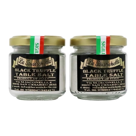 Rustichel Real Natural Imported Italian Bck Truffle Table Salt 2 pack 3.9 Ounce Jars