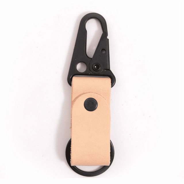 Rustico AC01330019 Clip Leather Keychain for Unisex, Natural