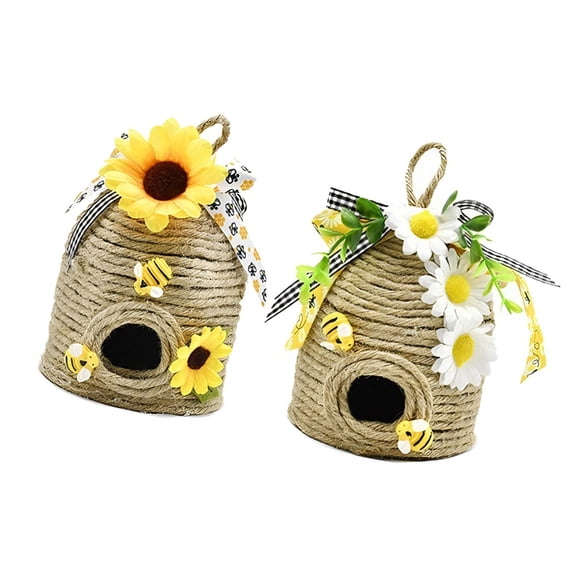 Rustics Bumbles bees Hives Decors 2Pack Natural Bees House,Spring/Summers Farmhouse Kitchen Shelf Table Tiered Tray Decors