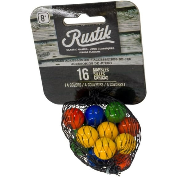 Rustik Classic Games Marble Refills - 16 Marbles of 4 Different Colors, Suitable for 4 Player Tock, Pachisi or Sorry Games, 4 Players Ages 8+