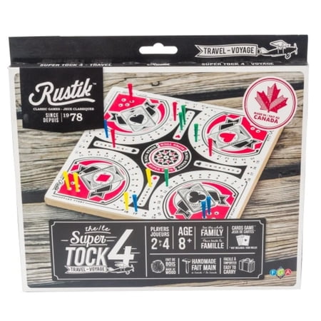 Rustik: 4-Player Tock Pachisi Strategy Game, Travel Edition