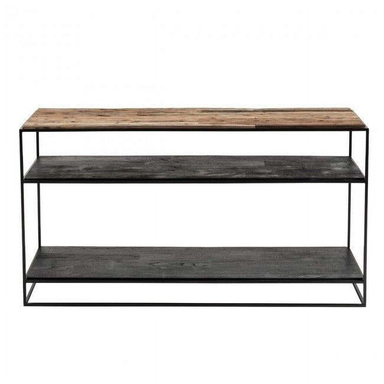 Nordic Black 55'' Rustic Boat Wood & Iron Console Table with Storage