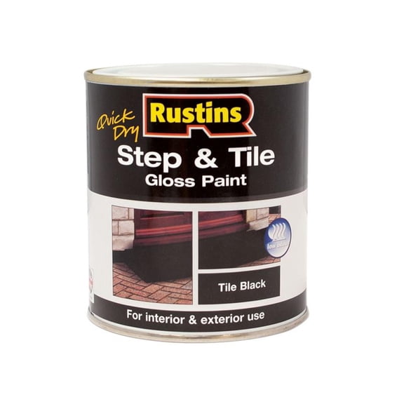 Rustins Black, Tile Gloss Quick Dry Exterior Interior Paint, 250 ml