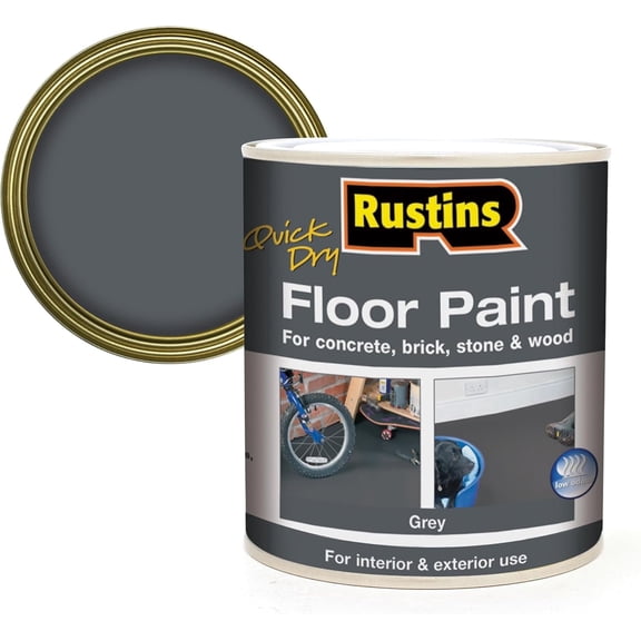 Rustins Quick Dry Floor Paint Grey 1 Liter for Concrete Brick Stone or Wood