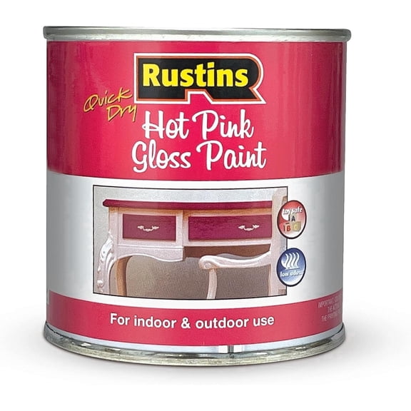 Rustins Quick Dry Small Job Paint Hot Pink Gloss 250ml | 8.5 Fl. Oz.