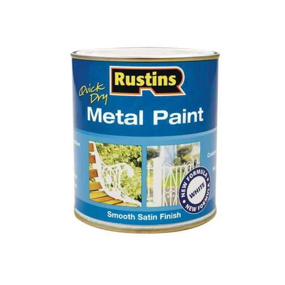 Rustins - Quick Drying Metal Paint Smooth Satin White 250ml