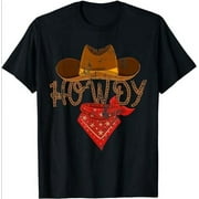 Rustle Up Some Style with Our Western Cowboy Howdy T-Shirt - Classic Fit, Short Sleeve, Black