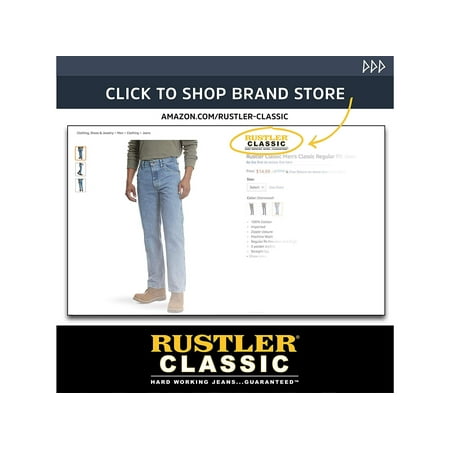 Rustler Classic Men's Classic Regular Fit, Prewash,, Prewash, Size 36W x 29L